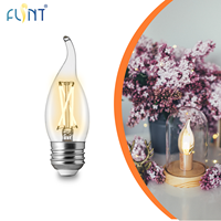 Bohlam Lampu Edison CA11 C35 Retro LED Filament Putih Hangat 5.5W 2700K 806lm E27/E14 CRI90 Kaca 20000 Jam Lampu Lilin Rumah AC