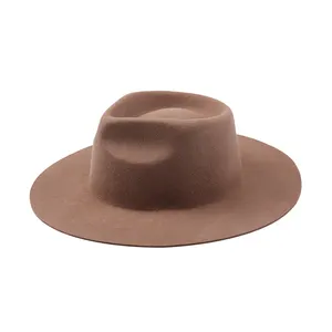 Linglong Custom 100% Australian Wool Felt Hat Body Stiff Wide Hat Wholesale Fedora Hard Brim Hats For Women