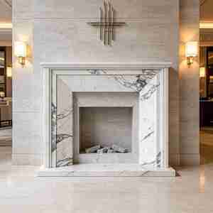 Luxury Marble <strong>Fireplace</strong> Surround with Mantel <strong>Corner</strong> Installation <strong>for</strong> Indoor Use Apartment Hotel Living Room - Product Image 1