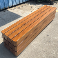Banc de patio carré en bois massif à prix de gros, assise finie, structure métallique durable - Banc long personnalisé pour jardin, repas en plein air
