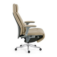 Fauteuil de bureau moderne inclinable électrique intelligent en cuir véritable avec vérin à gaz BIFMA, accoudoirs réglables en aluminium et mousse de latex pour hôtel et domicile