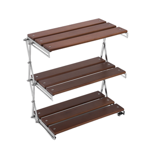 Estante de Almacenamiento Plegable de Madera con Marco de Acero Inoxidable, Forma Rectangular, para Organización y Almacenamiento - Product Image 1