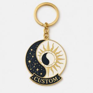 Llaveros Yin Yang Personalizados de Alta Calidad al por Mayor, Cadenas de Sol y Luna, Llavero de Recuerdo con Motto de Bendición Espiritual y Amuleto de la Suerte - Product Image 2