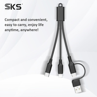Cable de Carga Rápida PD de 60 W, 3 en 1, Cable de Datos Universal Trenzado de Nailon de 1 a 3 para Teléfonos y Tabletas Android con Tipo C y Micro USB