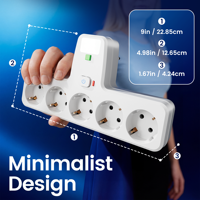 Nouvelle prise murale standard européenne 5 voies avec lumière LED, multiprise avec protection contre les surtensions pour la maison et le bureau