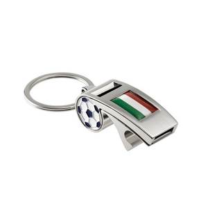 Porte-clés sifflet de football d'Italie avec design drapeau en alliage métallique, cadeau promotionnel - Product Image 1