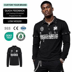 เสื้อยืดโอเวอร์ไซส์ผู้ชาย พิมพ์ลายกราฟิก 400 กรัม สตรีทแวร์ ทรงบ็อกซี่ เสื้อยืดแขนยาว ดีไซน์เนอร์ ผู้ผลิตเสื้อยืด - Product Image 1