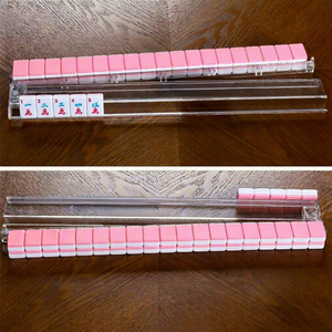 Juego de Mahjong Portátil de Estilo Clásico con Tablero de Acrílico Transparente y Fichas con Empujador para 4 Jugadores - Product Image 1