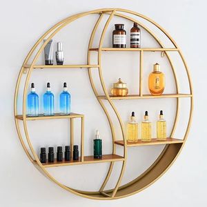 Étagères flottantes en <span class=keywords><strong>forme</strong></span> de <span class=keywords><strong>maison</strong></span> ronde murale en métal de 60cm avec cloison en bois étagère de rangement étagère salon décor à la <span class=keywords><strong>maison</strong></span> DDP - Product Image 4