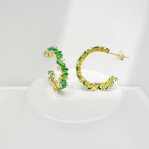 factory price plata 925 sterling silver green stone elegant <b>earring</b> women classic <b>gold</b> plated wedding <b>black</b> ear zircon <b>earrings</b> - Product Image 3