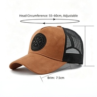 Gorra de malla de 5 paneles de alta calidad, gorra trucker de gamuza con logotipo personalizado bordado, gorra de malla trucker para hombres y mujeres