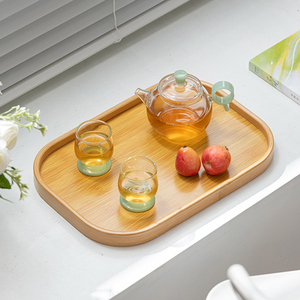 Plateau à thé en bambou haut de gamme, design minimaliste, support de rangement portable pour service à thé chinois, plateau de service écologique, décoration intérieure - Product Image 1