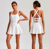 Großhandel Damen Golf Tennis Golfkleid Schnelltrocknend Shapewear Überkreuzte Träger Ärmellos Einteiliges Eng Anliegendes Sportoutfit