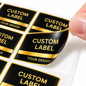 Feuilles d'étiquettes autocollantes personnalisées noires et dorées pour bouteilles avec graphisme sur mesure - Product Image 3