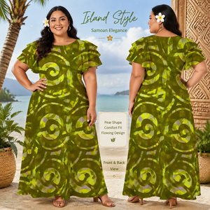 Oferta Especial: Falda Amplia con Cuello Redondo y Motivo Cultural Polinesio Elei, Talla Grande 7XL, Suministro al por Mayor - Product Image 1