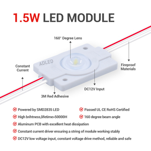 Module LED 12V 1.2W 225LM 7000K Blanc 2835 Injection pour enseignes et lettres lumineuses - Product Image 2