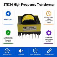 Transformateur haute fréquence ETD34 pour chargeur EV BMS à faible inductance de fuite 100 kHz, prix direct usine