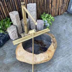 Fontaine d'eau d'extérieur en pierre naturelle, en bambou - Product Image 6