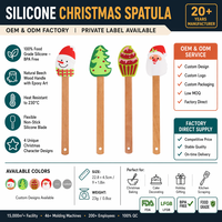 Spatule en bois de hêtre avec logo personnalisé, en silicone, pour crème époxy, série Noël, outil de pâtisserie en résine, OEM ODM