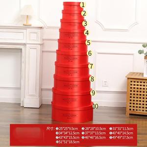 Kotak hadiah Satin Set dari 10 bunga bulat kotak kemasan 51*51*18.5cm bunga pernikahan pengantin mewah kotak hadiah desain bersarang - Product Image 6