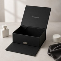 Boîte cadeau carrée noire mate, impression personnalisée, fermeture magnétique rigide, pliable, feuille d'argent, vente en gros, directement de l'usine, emballage plat