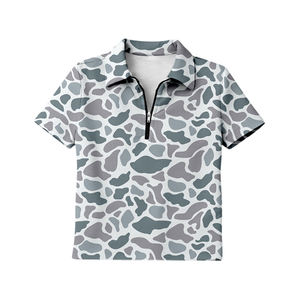 Camiseta GT1603 con estampado de camuflaje personalizado, manga corta, con cremallera, antiarrugas, para mujer adulta, venta al por mayor, top de verano para adulta. - Product Image 5