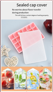 15-24-Cell Eco-Friendly Reusable <strong>Silicone</strong> Ice Cube Tray Lid Home Use Anti-Odor <strong>Antibacterial</strong> Fresh-Keeping Square Compartment - Product Image 2