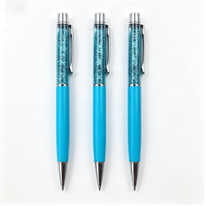 Elegant Shiny Quicksand Glitter Metal Ballpoint Pen Black Blue Ink Silk Screen Logo For Girls Wedding <b>Birthday</b> Giveaway - Product Image 1