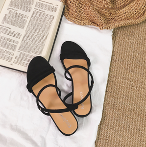 <span class=keywords><strong>Sandalias</strong></span> de tacón <span class=keywords><strong>cuadrado</strong></span> de tacón medio para mujer con hebilla de una palabra de correa fina de estilo coreano para otoño e invierno al por mayor - Product Image 4