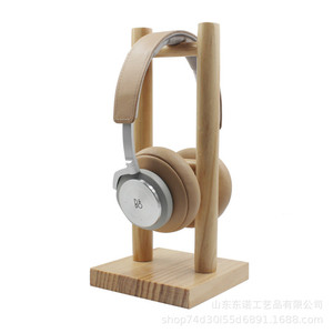 Solid Wood Headphone <b>Stand</b> Round Base Pine Desktop Hanging Rack For Over Ear <b>Headset</b> Display Storage Organizer - Product Image 3