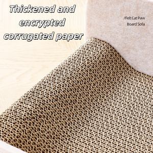 Großes, robustes Katzenkratzbett mit Glöckchen-Spielzeug, Katzenmöbel für drinnen, Kratzschutz aus Karton und Filz, luxuriöses Katzenkratzbrett - Product Image 2