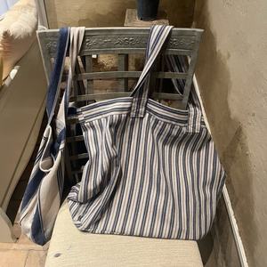 Sac fourre-tout décontracté en toile de coton de 22 pouces pour femmes, sacs à main de grande capacité au design rayé écologique pour la plage ou le shopping - Product Image 1