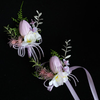 Corsage de poignet et boutonnière en tulipes artificielles blanches en EVA, faites à la main, style européen, accessoire de tenue pour invités de mariage et de fête