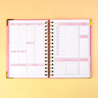 Agenda spirale relié, couverture rigide, planificateur hebdomadaire et quotidien, carnet avec protège-coins métalliques, agenda non daté pour étudiant