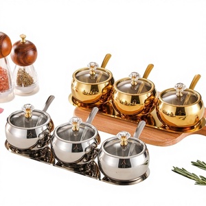 Stainless Steel Modern Light Luxury Seasoning Jar Set with Lid <strong>for</strong> Home <strong>Kitchen</strong> Food Container <strong>Storage</strong> - Product Image 1