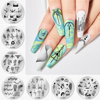 Plaques de stamping pour ongles en acier inoxydable, motifs floraux et lignes rayées, outils de pochoirs d'impression pour nail art