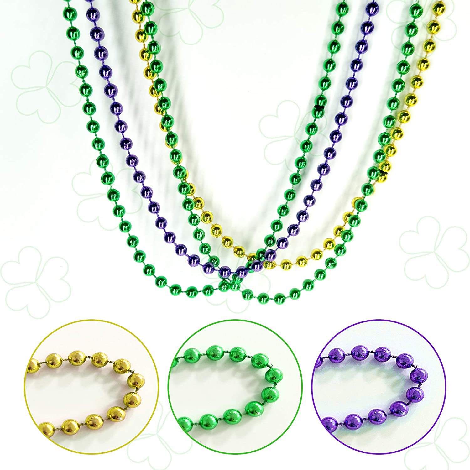 Wholesale 80cm Mardi Gras Throw Beads Plastic Bulk Purple Green