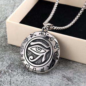 Men's <b>Tungsten</b> Eye Horus Pendant Necklace Ancient Egyptian Design Geometric Modeling Bezel Setting Everyday Wear Jewelry - Product Image 4