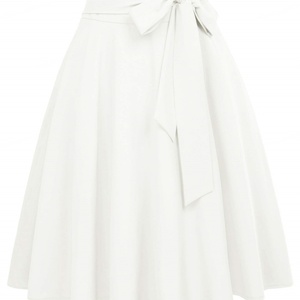 Jupe plissée longue à la cheville, froncée et fluide, taille haute, coupe trapèze, avec poches, style skater évasée en tricot pour femme – Vente en gros personnalisée - Product Image 5