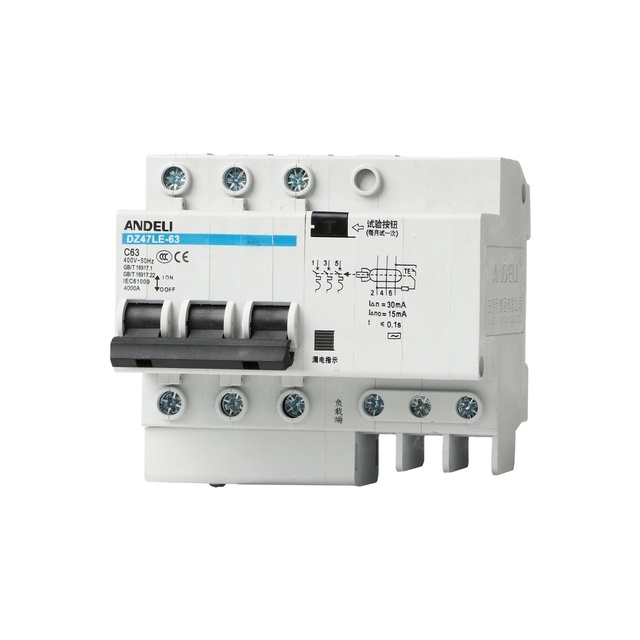 ANDELI Elcb DZ47LE-63 3P 8a Circuit Breaker Earth Leakage MINIATURE PRICE