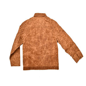 Оптовая продажа, OEM, Высококачественная холщовая куртка в американском стиле ретро, коричневая модная мужская гоночная куртка - Product Image 2