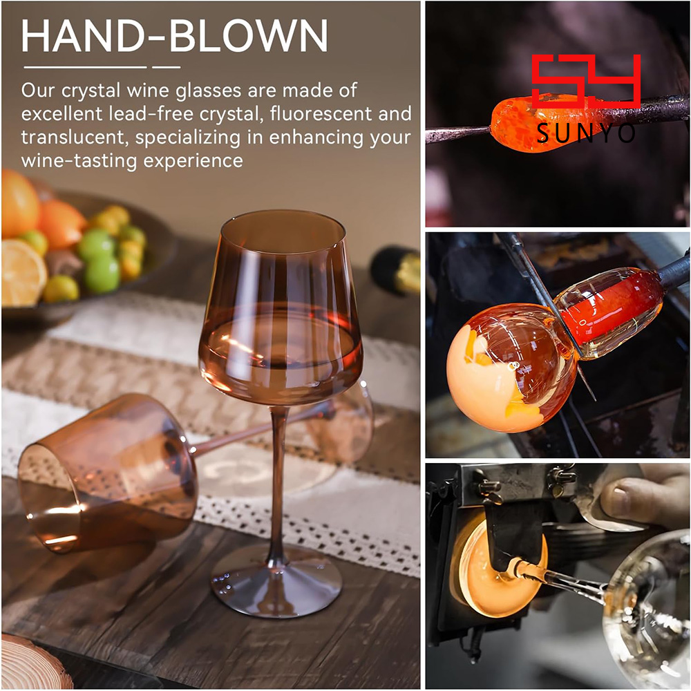 bespoke hand painted wine glasses hand-painted stemmed Wine glasses, non-equine image