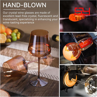 Ensemble de 6 verres à vin SUNYO en ambre foncé, verres à vin colorés soufflés à la main, ensemble de verrerie marron pour vin rouge et blanc