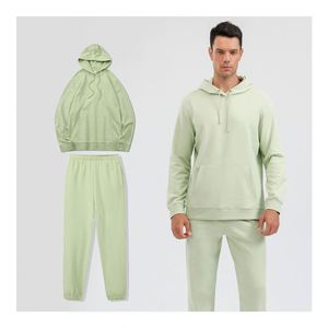 Conjunto Deportivo de 2 Piezas, 320G, Serigrafía Personalizada, Color Verde Claro, Sudadera con Capucha y Pantalones Deportivos de Alta Calidad - Product Image 1