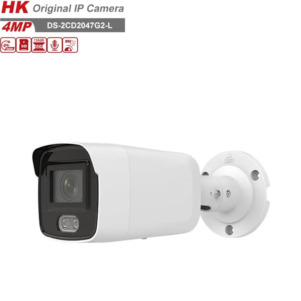 هونج كونج الأصلي DS-2CD2047G2-L 4MP IP POE كاميرا ColorVu الثابتة رصاصة كاميرا شبكة مراقبة واسعة النطاق الديناميكي 130dB كشف التسلل