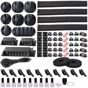 Kit de Gestión de Cables de 192 Piezas, Organizador de Cables con Cremallera, Clips para Cables, Soportes, Clavos de Sujeción, Lazos de Fijación, Soportes para Gestión de Cables - Product Image 1