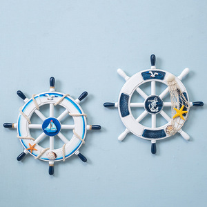 Mediterranean Style Wooden Ship Wheel <b>Wall</b> <b>Decor</b> For Children's Room Home Decoration Circular Pine Material Scenic Pattern - Product Image 2