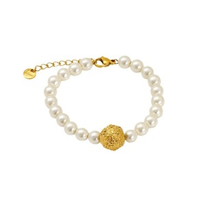 Pearl <b>Bracelet</b> <b>Set</b> With Gold Ball Pendant Women's Everyday Wear Jewelry Fine Jewelry <b>Sets</b> - Product Image 5