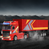 Truk Kontainer RC Skala 1/64 HUVELON, Traktor Trailer, Kontrol Proporsional, Remote 2.4GHz, Lampu LED, Kelas Hobi