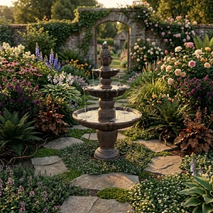 Grande <span class=keywords><strong>fontaine</strong></span> de jardin <span class=keywords><strong>en</strong></span> cascade à 3 niveaux <span class=keywords><strong>en</strong></span> résine de luxe, alimentée par énergie solaire, avec pompe solaire et finition ananas, durable, de style europé<span class=keywords><strong>en</strong></span> - Product Image 1